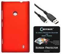 Chevron Premium Back Cover Case with HD Screen Guard & Data Cable for Nokia Lumia 520 (Red) Combo Set
Chevron Premium Back Cover Case with HD Screen Guard & Data Cable for Nokia Lumia 520 (Red) Combo Set