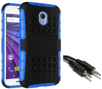 Chevron Hybrid Military Grade Armor Kick Stand Back Cover Case for Moto G (3rd Generation) with Aux Cable (Blue) Combo Set
Chevron Hybrid Military Grade Armor Kick Stand Back Cover Case for Moto G (3rd Generation) with Aux Cable (Blue) Combo Set