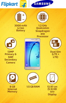 Samsung Galaxy On7 (Gold, 8 GB) 