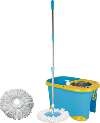 Primeway Double Driver featured Premium 360 Rotating Magic Mop w/ 2 Microfiber Heads Mop Set