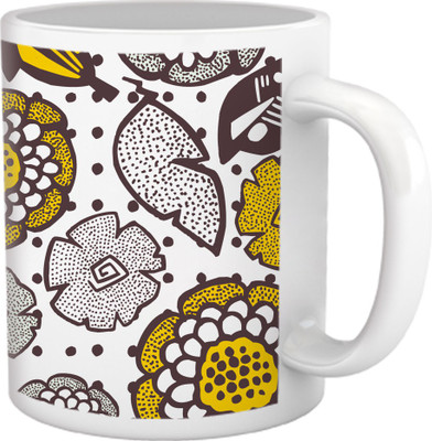 50% OFF on Tiedribbons Geometric Cute_Floral Pattern_Mix Shade Ceramic Mug 325 ml