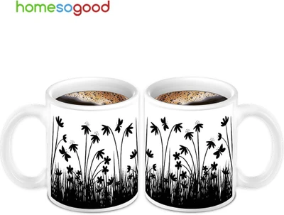 45% OFF on HomeSoGood Black And White Lines Coffee 2 Mugs Ceramic Mug 280 ml, Pack of 2