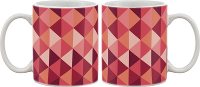 Artifa Wine Colored Triangle Pattern Porcelain, Ceramic Mug 350 ml Artifa Wine Colored Triangle Pattern Porcelain, Ceramic Mug 350 ml