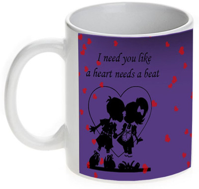 63% OFF on Mugwala I Need You Love Red Hearts Ceramic Mug 338 ml