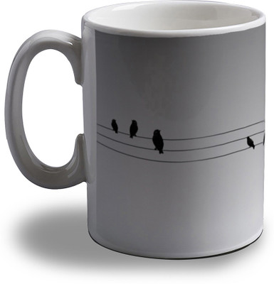 15% OFF on Artifa Birds On Wires Porcelain, Ceramic Mug 350 ml