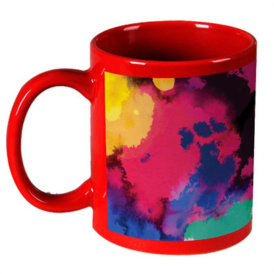 68% OFF on AMY Abstrack Colorful Water Painting Red Ceramic Mug 325 ml