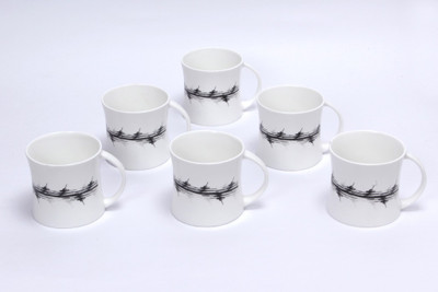 Clay Craft Diamond st-17 Star Bone China Mug 170 ml, Pack of 6