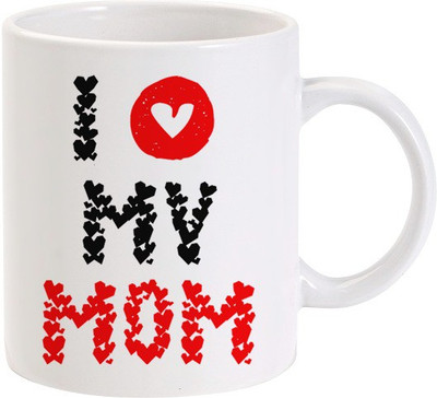 50% OFF on LOLprint I LOVE MY MOM Hearts Ceramic Mug 325 ml