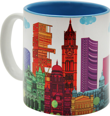 The Elephant Company Ceramic Mumbai Skyline Ceramic Mug 180 ml The Elephant Company Ceramic Mumbai Skyline Ceramic Mug 180 ml