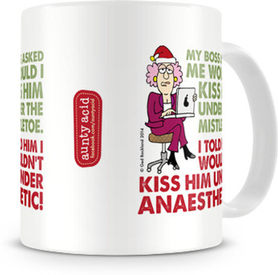 35% OFF on Tashanstreet Aunty Acid - Kiss under the mistletoe Ceramic Mug 325 ml