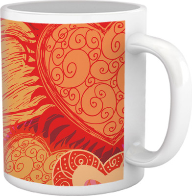 50% OFF on Tiedribbons Love Whisper_Geometric Multicolor_Designer Hearts Pattern Ceramic Mug 325 ml