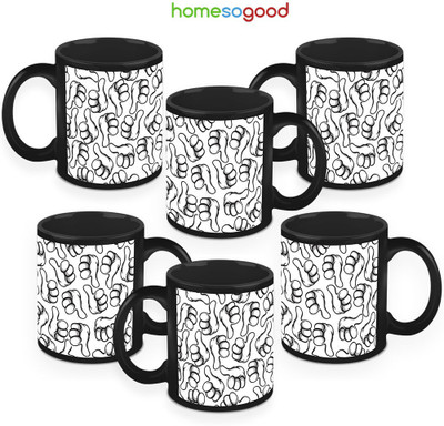 41% OFF on HomeSoGood Thumbs Up To Coffee Coffee Ceramic Mug 280 ml, Pack of 6