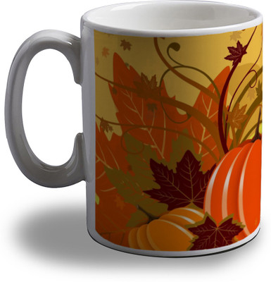 15% OFF on Artifa Leaf And Pumpkin Porcelain, Ceramic Mug 350 ml