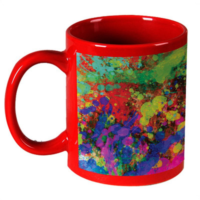 56% OFF on AMY Abstrack Color Splash Art Red Ceramic Mug 325 ml