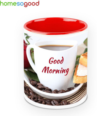 HomeSoGood Coffee With A Rose Ceramic Mug 325 ml HomeSoGood Coffee With A Rose Ceramic Mug 325 ml