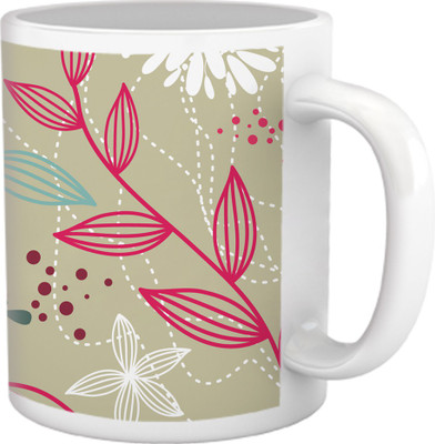 50% OFF on Tiedribbons Geometric Toned_Floral Leaf Pattern_Light Shade Ceramic Mug 325 ml