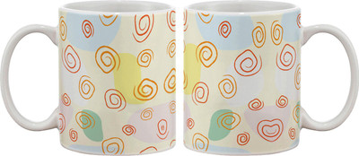 15% OFF on Artifa Spiral Doodles Design Porcelain, Ceramic Mug 350 ml