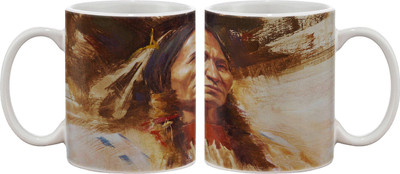 15% OFF on Artifa Red Indian Artistic Porcelain, Ceramic Mug 350 ml