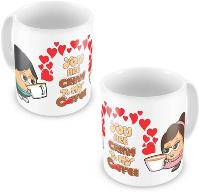 58% OFF on Little India Cute Hearts Print Boy Girl Design Coffee Pair 501 Ceramic Mug