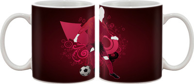 15% OFF on Artifa Football Player In Pink Porcelain, Ceramic Mug 350 ml