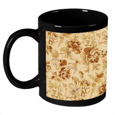 70% OFF on AMY Abstract Flower Print Coffee Ceramic Mug 325 ml