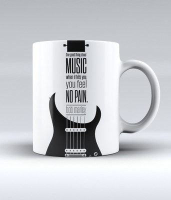12% OFF on Lab No. 4 One Good Thing About Music, When It Hits You, You Feel No Pain - Bob Marley Quotes Ceramic Mug 350 ml