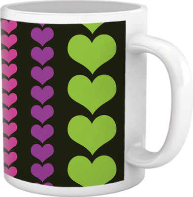 50% OFF on Tiedribbons Love Whisper_Geometric Multicolor_Love Hearts Pattern Ceramic Mug 325 ml