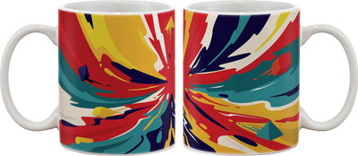 15% OFF on Artifa Abstract Color Paints Porcelain, Ceramic Mug 350 ml