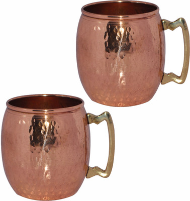 54% OFF on Prisha India Craft 007-2 Copper Mug 560 ml, Pack of 2