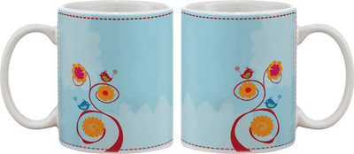 15% OFF on Artifa Birds On Plant Porcelain, Ceramic Mug 350 ml