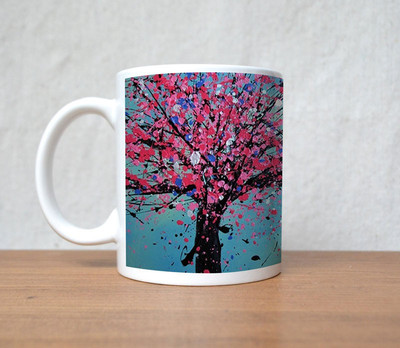 60% OFF on StyBuzz Red Paint Tree Art Porcelain Mug 300 ml