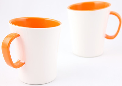 4% OFF on Hi Luxe Ivory Melamine 42249 Ivory - Orange Melamine Mug Pack of 2