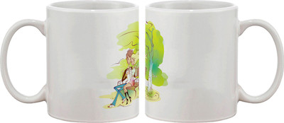 15% OFF on Artifa Couple On Bench Drawing Porcelain, Ceramic Mug 350 ml