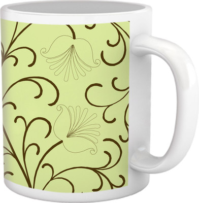 60% OFF on Tiedribbons High Tea_Geometric Toned_Floral Lines Pattern Ceramic Mug 325 ml