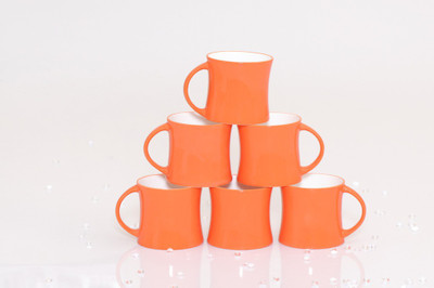 Clay Craft Diamond-Orange-319 Bone China Mug 170 ml, Pack of 6