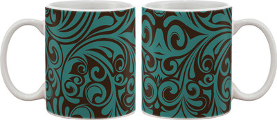 15% OFF on Artifa Blue Swirls Porcelain, Ceramic Mug 350 ml
