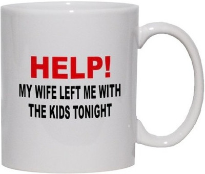 40% OFF on Teeskart Wife Left Me With The Kids Porcelain Mug 300 ml
