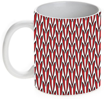 63% OFF on Mugwala Designer Red & White Ceramic Mug 366 ml