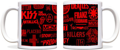 60% OFF on ShopMantra Metal Band Black Ceramic Mug 300 ml