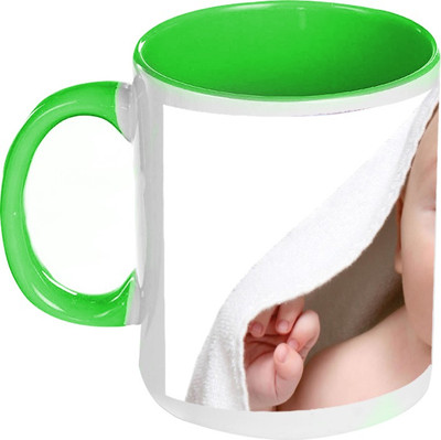 58% OFF on AMY Cute Shocked Baby Inside Green Coffee Ceramic Mug 325 ml