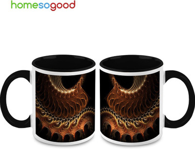 37% OFF on HomeSoGood Big Mysterious Animal Ceramic Mug 325 ml, Pack of 2