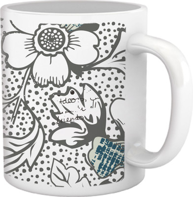 50% OFF on Tiedribbons Geometric Cute_Floral Pattern_Light Dark Shade Ceramic Mug 325 ml