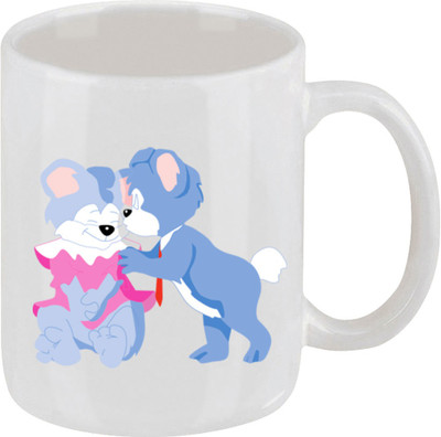 28% OFF on Ellicon C38 Cartoon Bears Kissing Coffee Ceramic Mug 325 ml