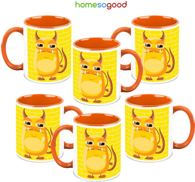 41% OFF on HomeSoGood Hilarious Pig Makeover 6 Mugs Ceramic Mug 325 ml, Pack of 6