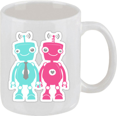 16% OFF on Ellicon 50 Robot Couple Ceramic Mug