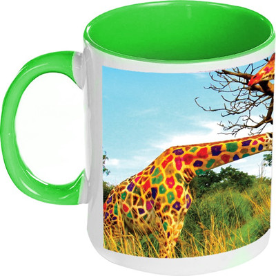 41% OFF on AMY Multicolor Giraffe Inside Green Coffee Ceramic Mug 325 ml