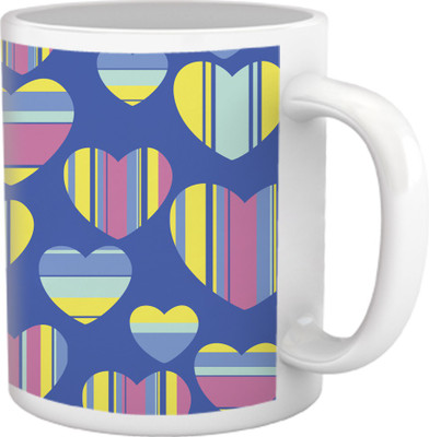 50% OFF on Tiedribbons Love Whisper_Geometric Multicolor_ linear Hearts Pattern Ceramic Mug 325 ml