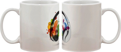 15% OFF on Artifa Headphones And Color Pattern Porcelain, Ceramic Mug 350 ml