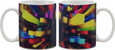 15% OFF on Artifa Colourful Buildings Top View Porcelain, Ceramic Mug 350 ml