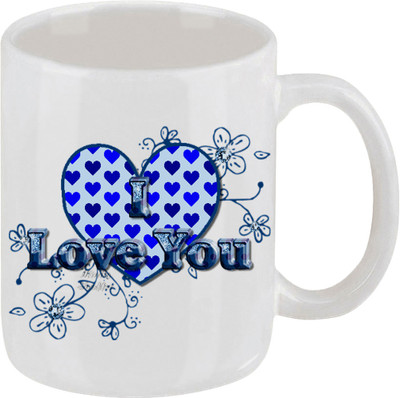 16% OFF on Ellicon 248 I Love You Heart Blue Ceramic Mug